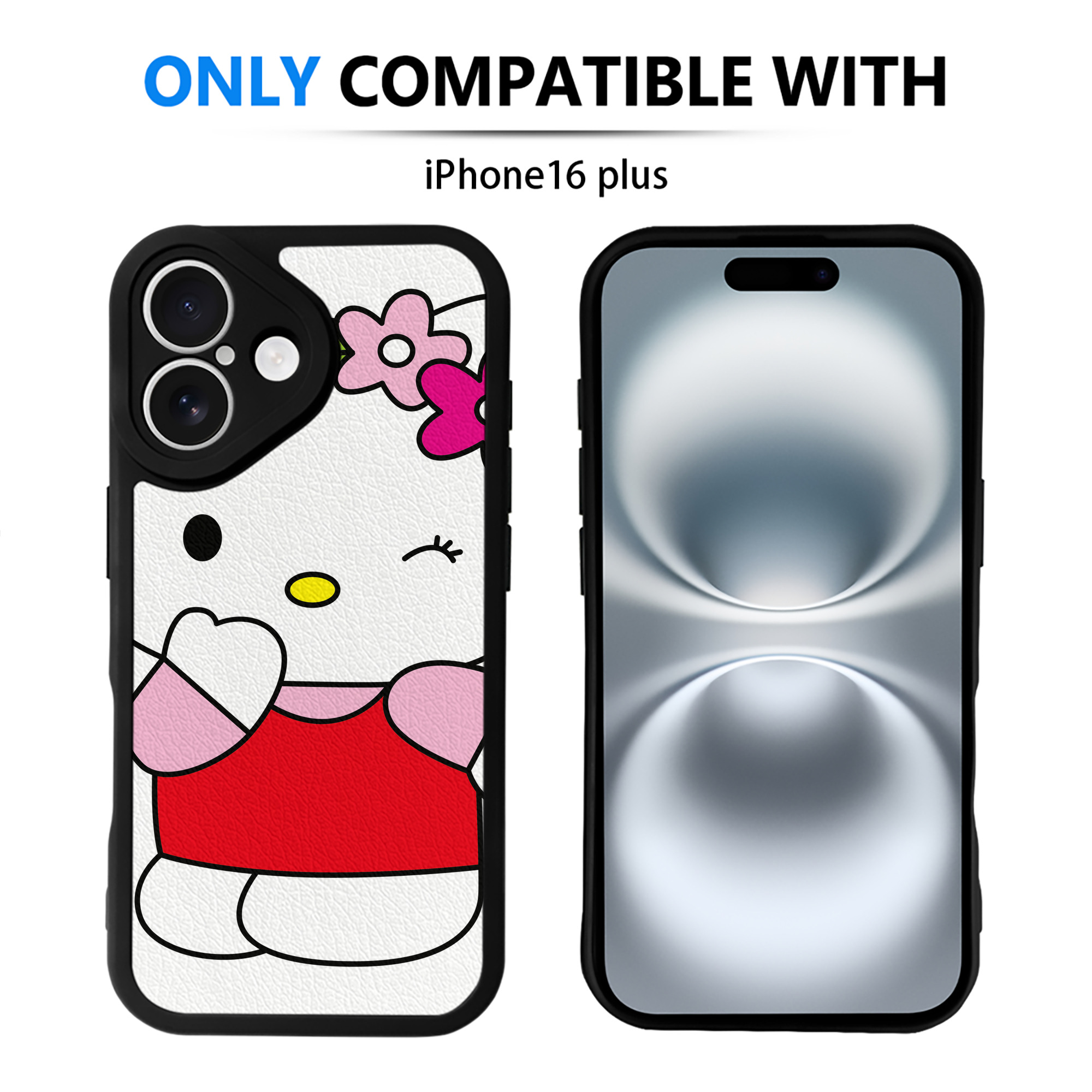（画像用） Hello Kitty ハローキティ 【iPhone 16シリーズ対応】シリコンスマホケース（レザー調） 材質：シリコン